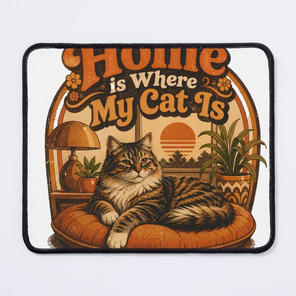 Item preview, Home is Where My Cat Is Retro Design | Vintage 70s Cat Illustration designed and sold by mimouna00.