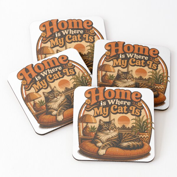 Item preview, Home is Where My Cat Is Retro Design | Vintage 70s Cat Illustration designed and sold by mimouna00.