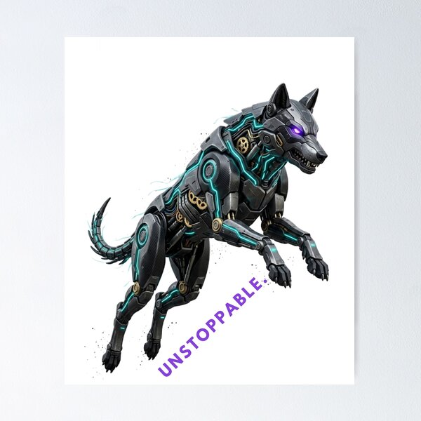 Item preview, Cyber Wolf Unstoppable: Futuristic Mecha Apex Predator designed and sold by CalmFrameArt.