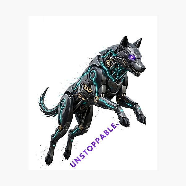 Item preview, Cyber Wolf Unstoppable: Futuristic Mecha Apex Predator designed and sold by CalmFrameArt.