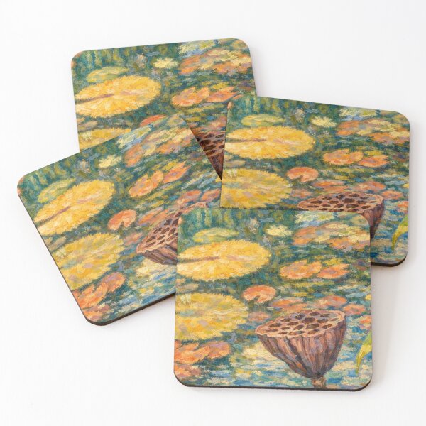 Item preview, Impressionist Pond: Water Lilies and Lotus Seed Pod designed and sold by Apex_Visuals.