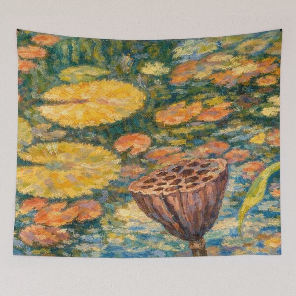 Item preview, Impressionist Pond: Water Lilies and Lotus Seed Pod designed and sold by Apex_Visuals.
