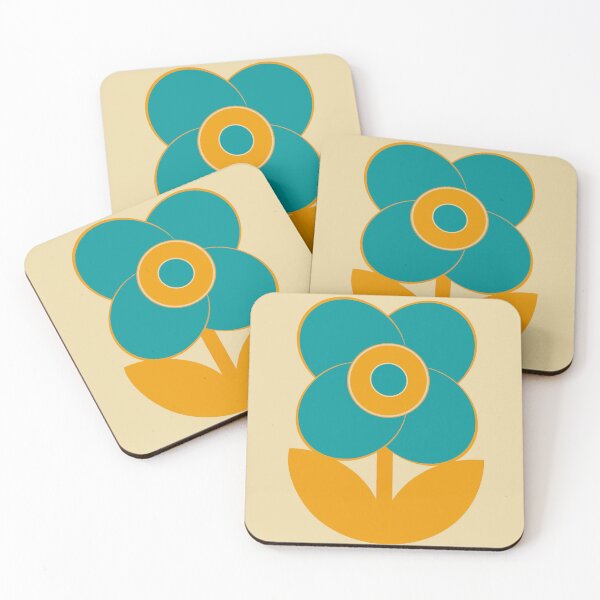 Item preview, Vintage Flower in yellow and turquoise  designed and sold by StefanStudioArt.
