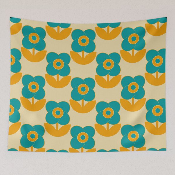 Item preview, Vintage Flower in yellow and turquoise  designed and sold by StefanStudioArt.