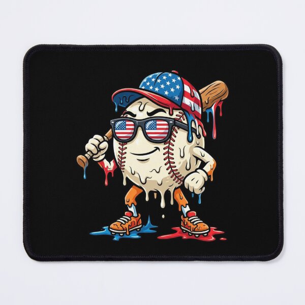 Item preview, Funny Baseball Ice Cream Drip USA Flag 4th of July Mascot Boys Baseball Youth Girls men designed and sold by bilal sibgui.