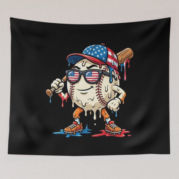 Item preview, Funny Baseball Ice Cream Drip USA Flag 4th of July Mascot Boys Baseball Youth Girls men  designed and sold by bilal sibgui.