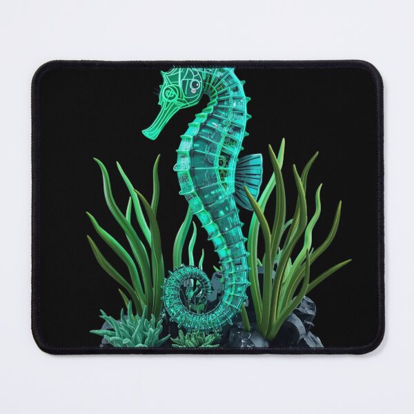 Item preview, ​Neon Solarpunk Seahorse Futuristic Ocean Aquarium designed and sold by Shape-Forge.