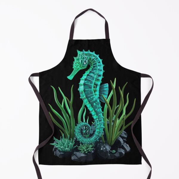 Item preview, ​Neon Solarpunk Seahorse Futuristic Ocean Aquarium designed and sold by Shape-Forge.