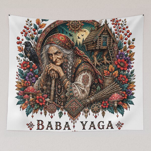Item preview, Dark Slavic Folklore Baba Yaga Forest Design designed and sold by Gold Turtle  Lina.