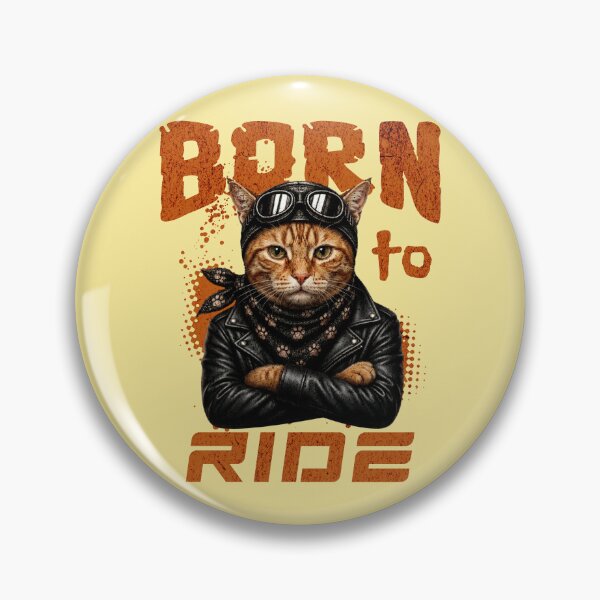 Item preview, Orange Tabby Cat Biker Design – Born To Ride Funny Motorcycle Orange Cat Print designed and sold by PixelsPaws.