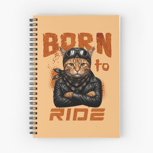 Item preview, Orange Tabby Cat Biker Design – Born To Ride Funny Motorcycle Orange Cat Print designed and sold by PixelsPaws.