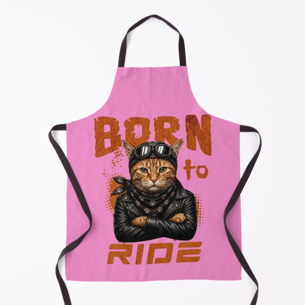 Item preview, Orange Tabby Cat Biker Design – Born To Ride Funny Motorcycle Orange Cat Print designed and sold by PixelsPaws.
