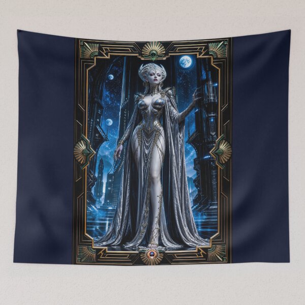 Item preview, Alien Vampire Queen Zahira Of The Ice World Dorlivon Captivating AI Concept Art by Xzendor7 designed and sold by Xzendor7 Digital Art Creations.