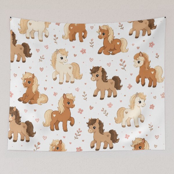 Item preview, Cute Pony Pattern – Adorable Pony and Floral Seamless Design designed and sold by Seculinator.