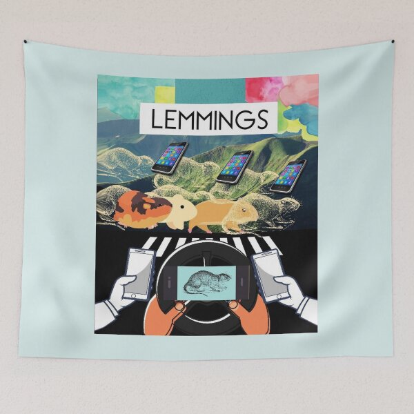 Item preview, Lemmings Phone Distraction Digital Age Satire designed and sold by Flirt-Teez.