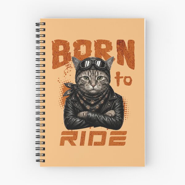 Item preview, Gray Tabby Cat Biker Design – Born To Ride Funny Motorcycle Gray Tabby Print designed and sold by PixelsPaws.