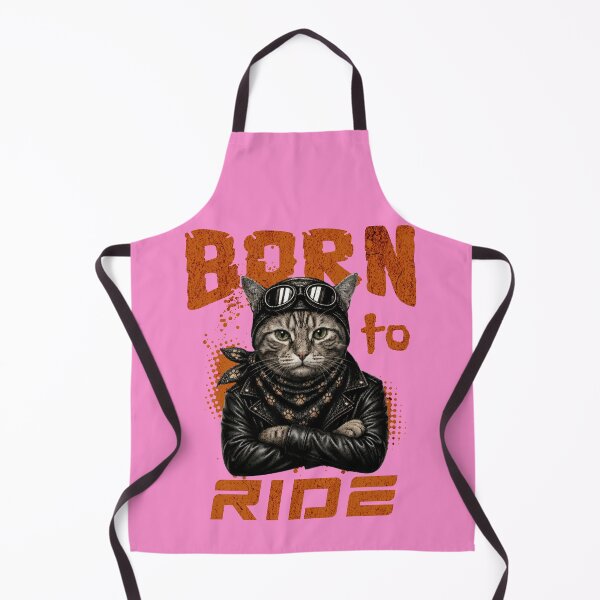 Item preview, Gray Tabby Cat Biker Design – Born To Ride Funny Motorcycle Gray Tabby Print designed and sold by PixelsPaws.
