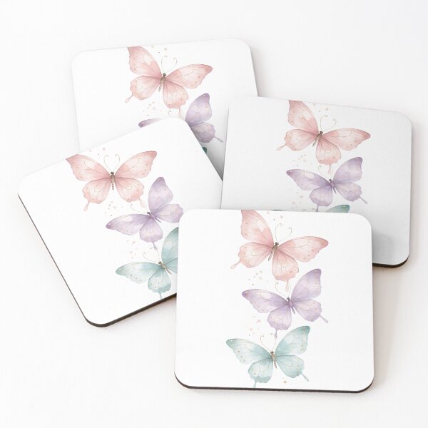 Item preview, Pastel Butterfly Trio Aesthetic Soft Pink  Lavender Mint Art Gift for Her Sticker Print designed and sold by DreamelleStudio.