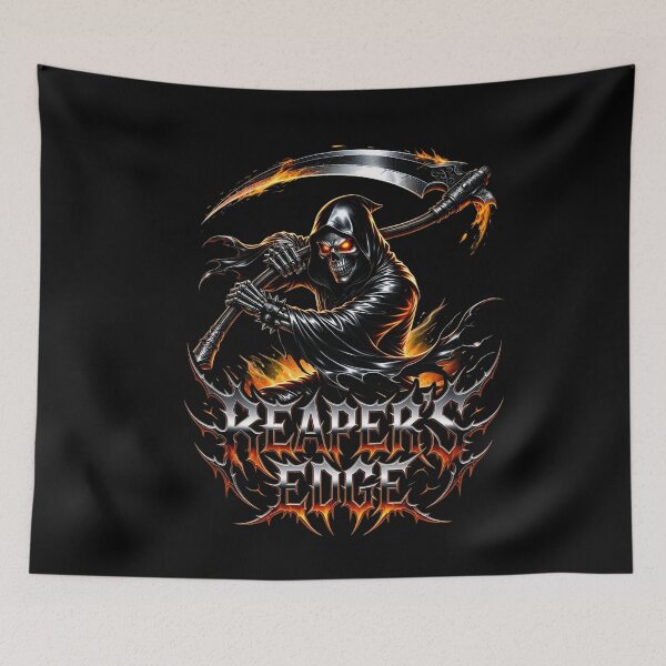 Item preview, Grim Reaper Skull Scythe Fire Metal Dark Art Print designed and sold by DeimosArtIntl.