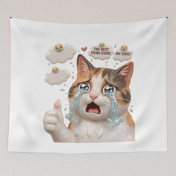 Item preview, Funny Crying Cat Thumbs Up 3D Meme designed and sold by cats-dogs1.
