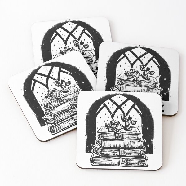 Item preview, Gothic Rainy Window Book Stack and Rose Art designed and sold by ChamberOfBooks.