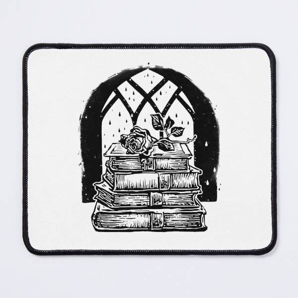 Item preview, Gothic Rainy Window Book Stack and Rose Art designed and sold by ChamberOfBooks.