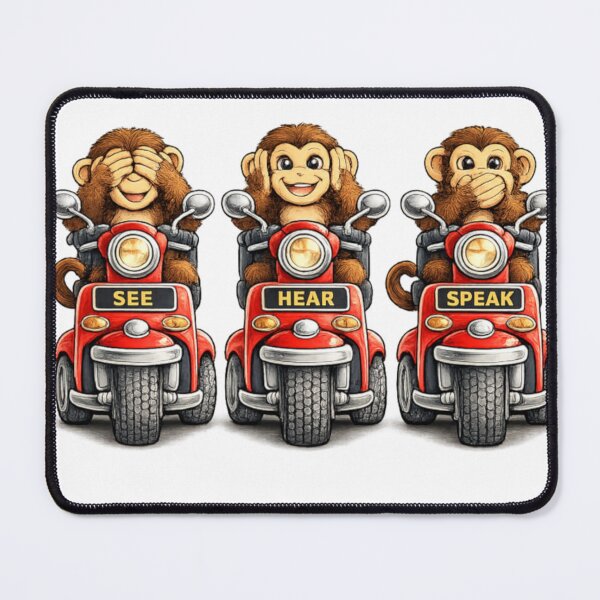 Item preview, see no evil,hear no evil,speak no evil monkeys on scooters designed and sold by JamesDunican.