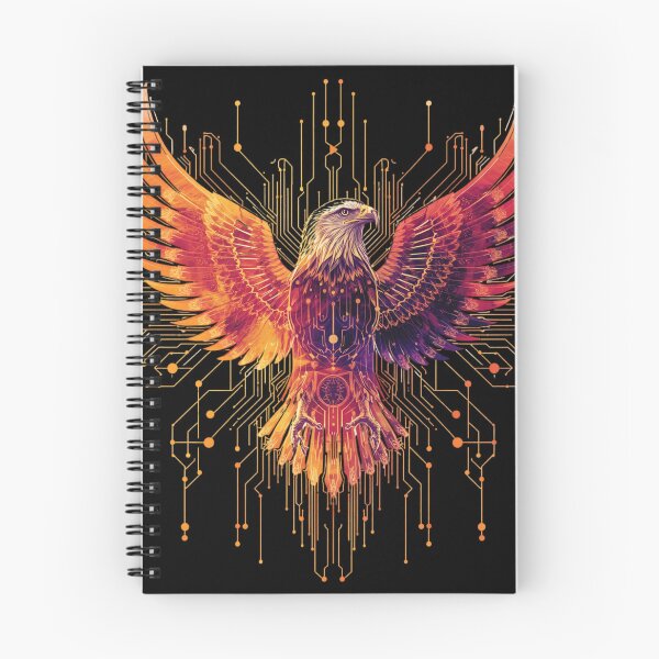 Item preview, Neon Solarpunk Eagle Majestic Circuit Board Design designed and sold by Shape-Forge.