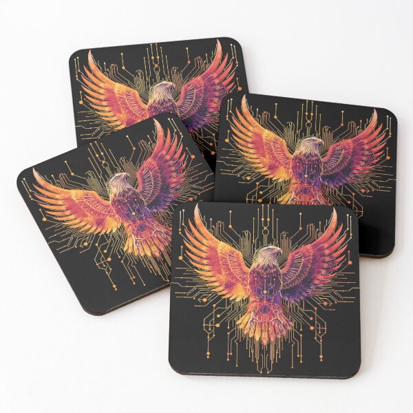 Item preview, Neon Solarpunk Eagle Majestic Circuit Board Design designed and sold by Shape-Forge.