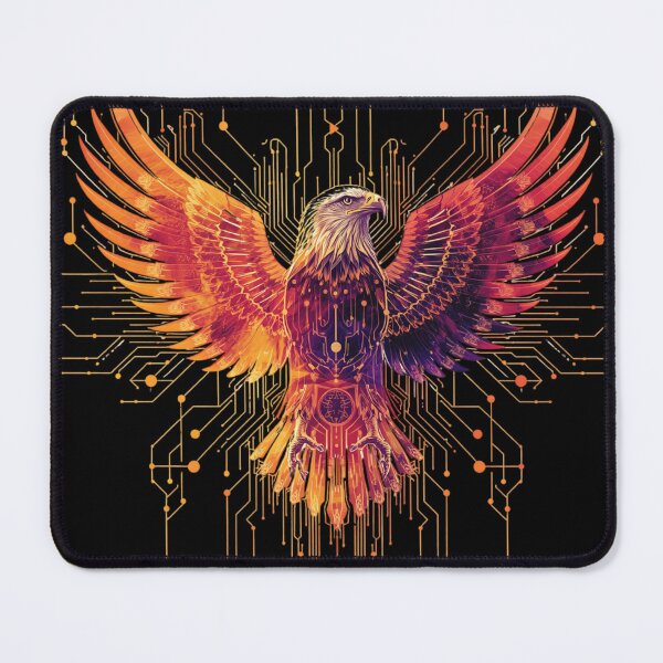 Item preview, Neon Solarpunk Eagle Majestic Circuit Board Design designed and sold by Shape-Forge.