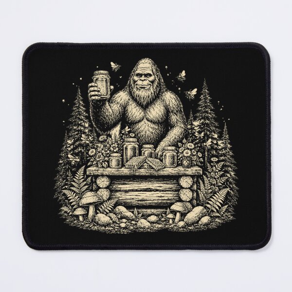 Item preview, Bigfoot Honey Stand Vintage Woodcut Cryptid Tee designed and sold by POD DYNASTY.