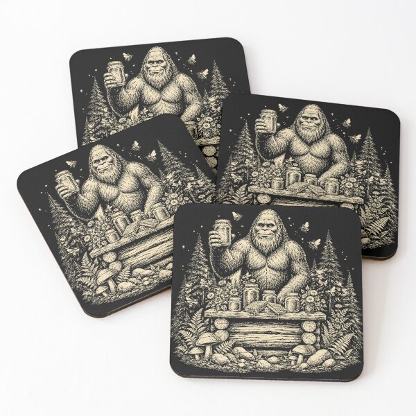 Item preview, Bigfoot Honey Stand Vintage Woodcut Cryptid Tee designed and sold by POD DYNASTY.