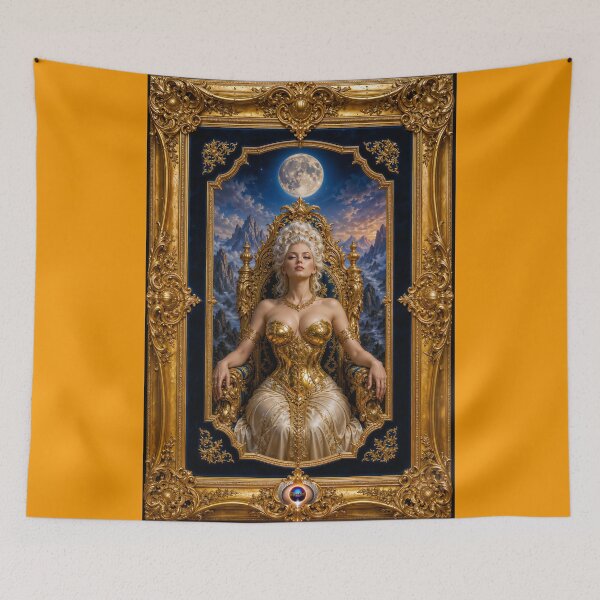Item preview, Golden Goddess Castiana In A Gilded Baroque Moonlit Fantasy AI Concept Art by Xzendor7 designed and sold by Xzendor7 Digital Art Creations.