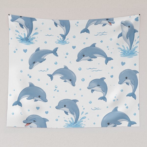 Item preview, Cute Dolphin Pattern – Playful Ocean Dolphins Seamless Design designed and sold by Seculinator.
