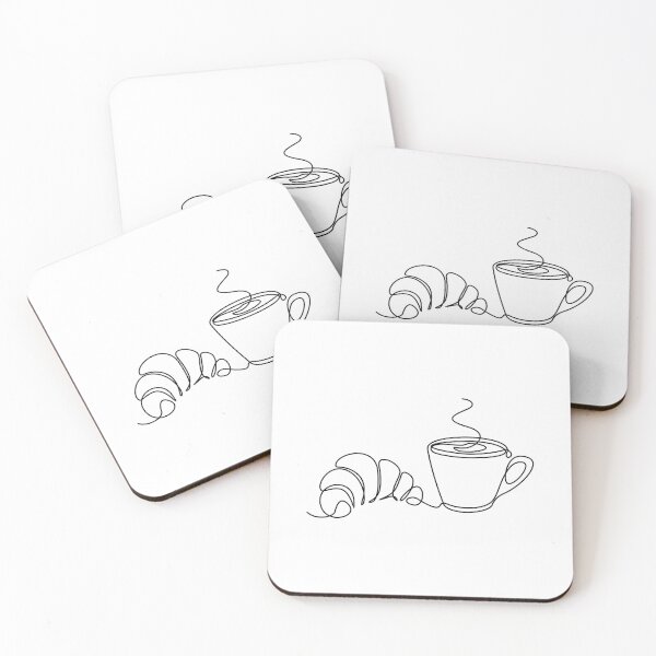 Item preview, coffee croissant line art designed and sold by FloFlo8468.