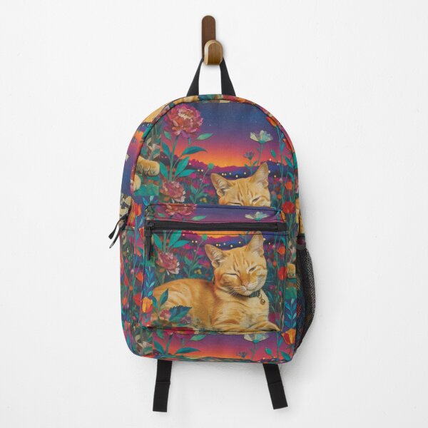 Item preview, Zen Orange Cat in Floral Garden Paper Collage designed and sold by PorfileJ.