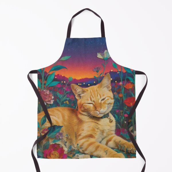 Item preview, Zen Orange Cat in Floral Garden Paper Collage designed and sold by PorfileJ.