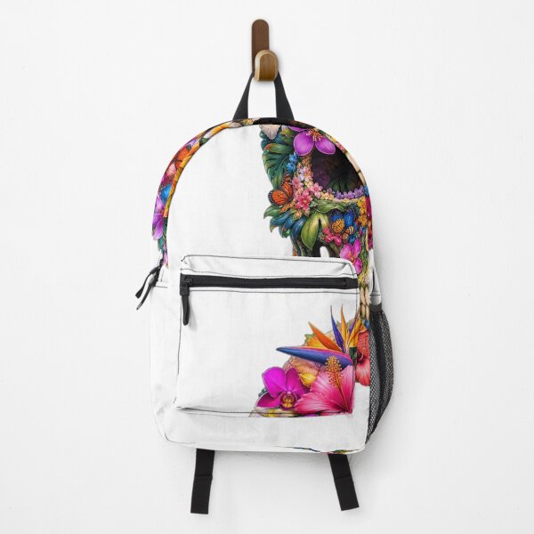 Item preview, Colorful Floral Skull with Butterflies Art" designed and sold by DuomoDesign.
