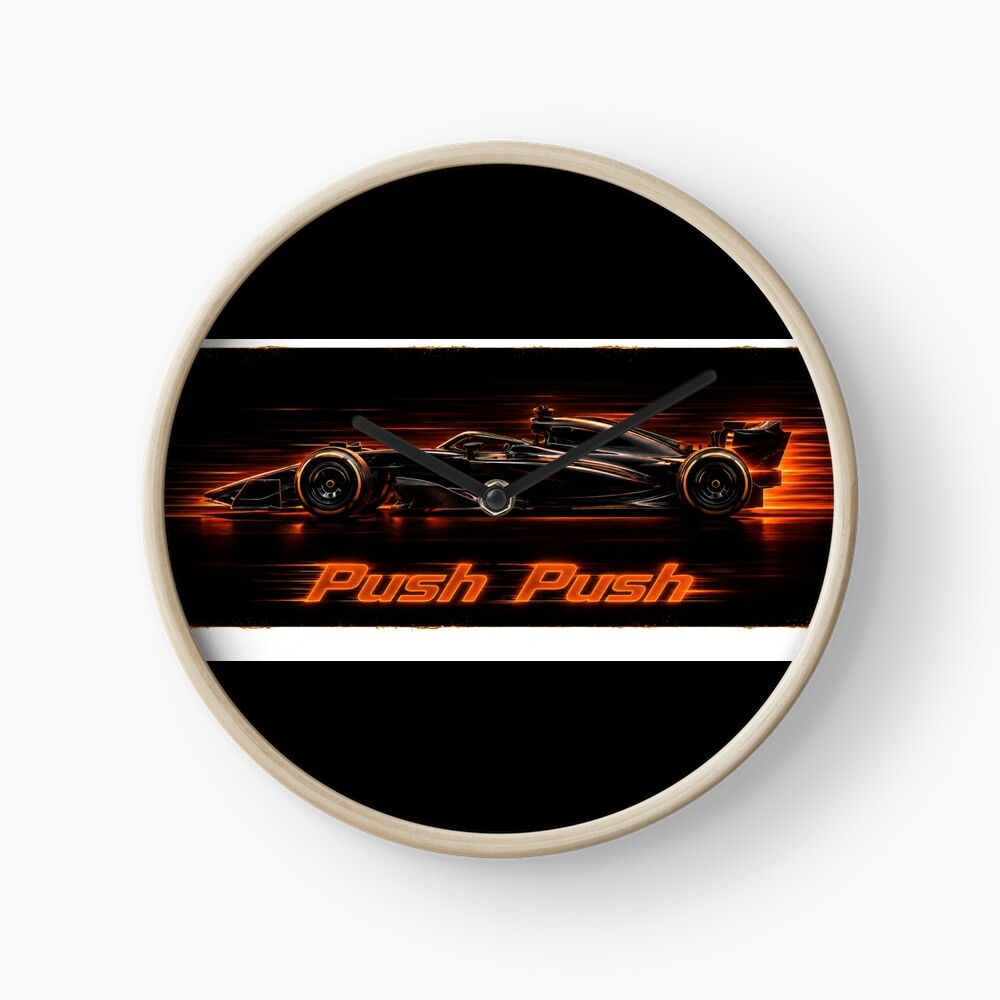 Neon Push Push Grand Prix Racer Speed Art on a clock