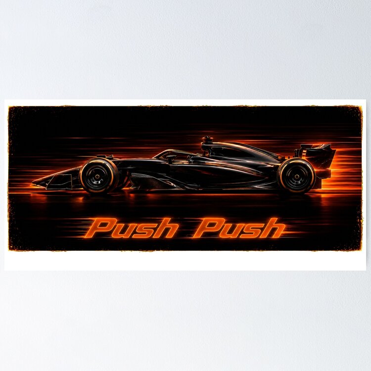 Neon Push Push Grand Prix Racer Speed Art — Poster