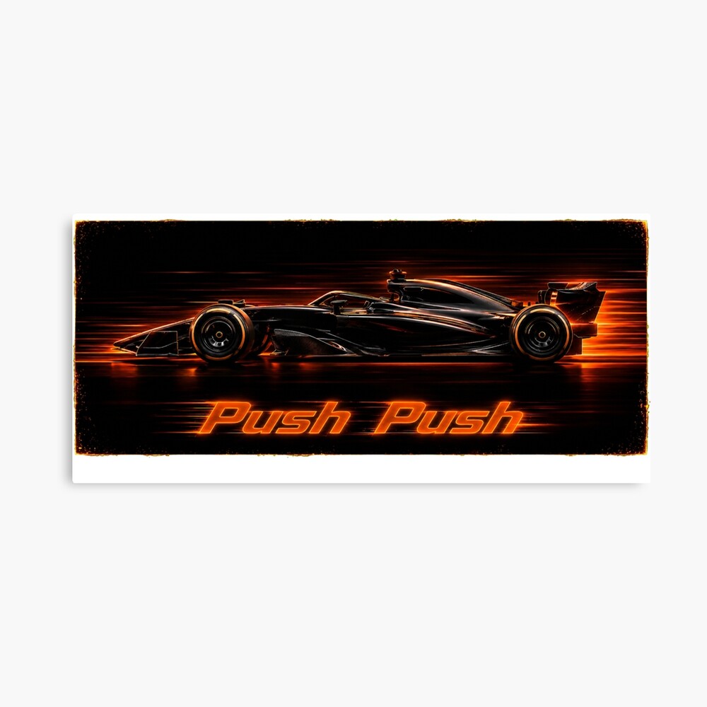 Neon Push Push Grand Prix Racer Speed Art on a canvas print