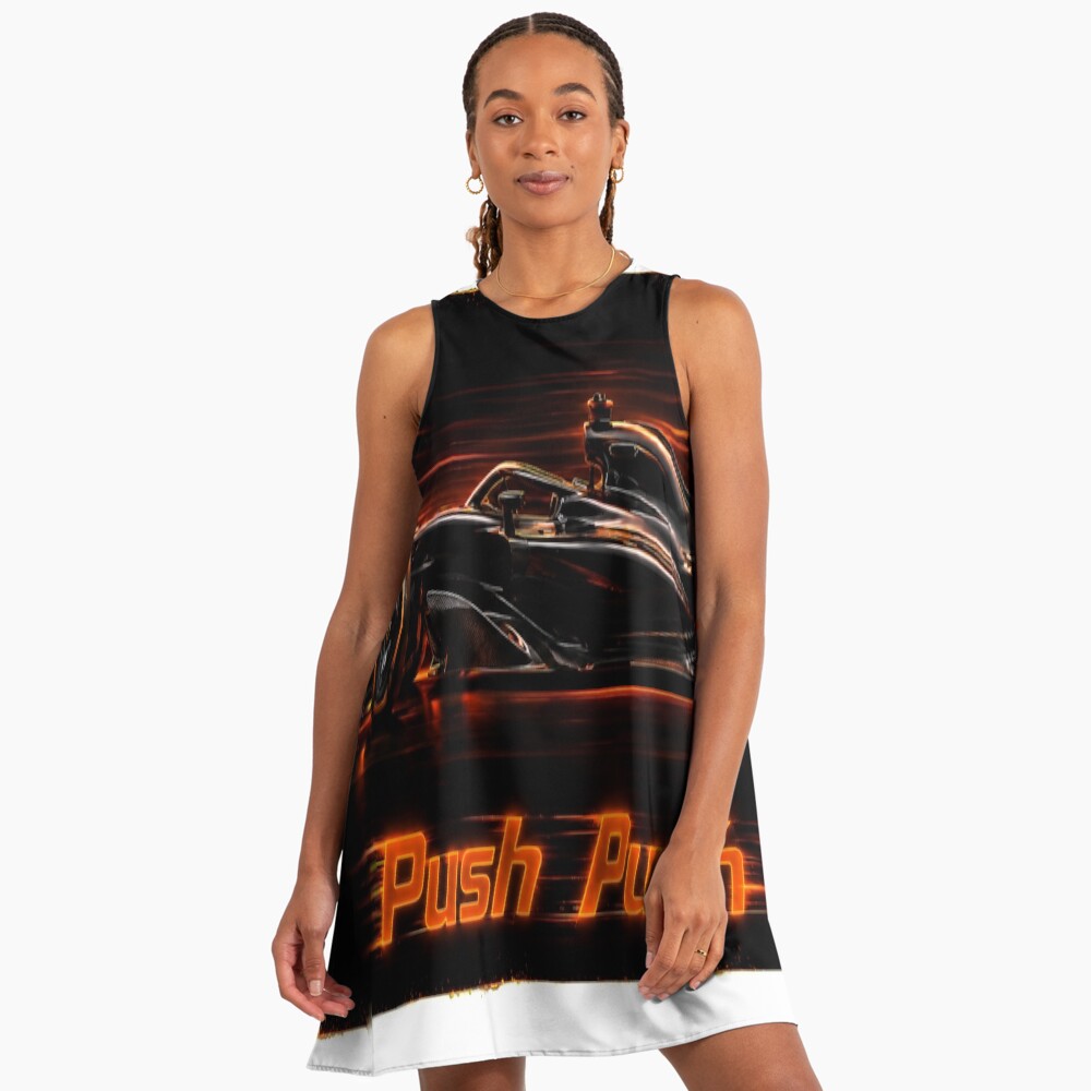 Neon Push Push Grand Prix Racer Speed Art on a a-line dress