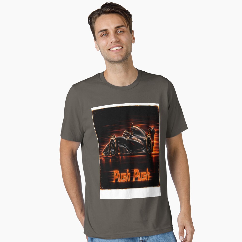Neon Push Push Grand Prix Racer Speed Art on a essential t-shirt