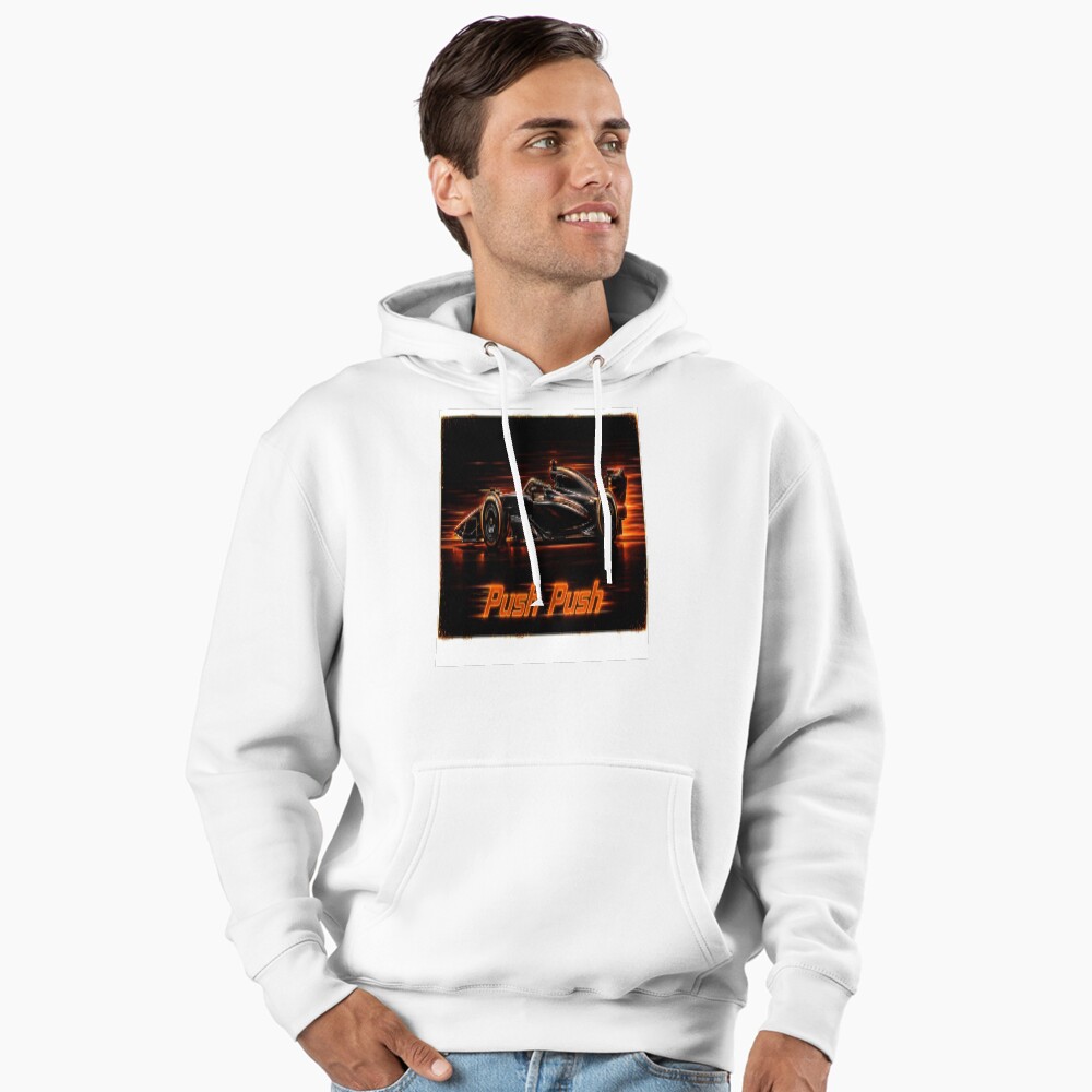 Neon Push Push Grand Prix Racer Speed Art on a hoodie