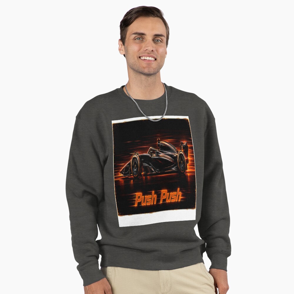 Neon Push Push Grand Prix Racer Speed Art on a sweatshirt