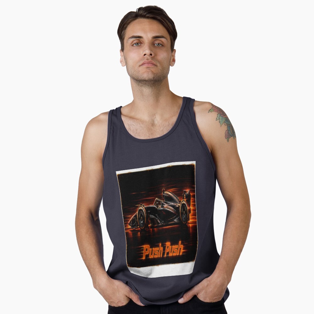 Neon Push Push Grand Prix Racer Speed Art on a tank top