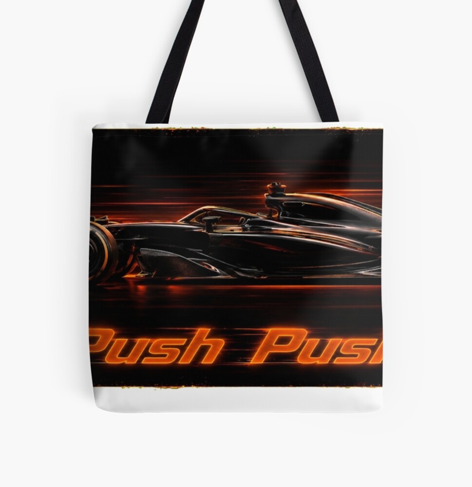 Neon Push Push Grand Prix Racer Speed Art on a tote bag