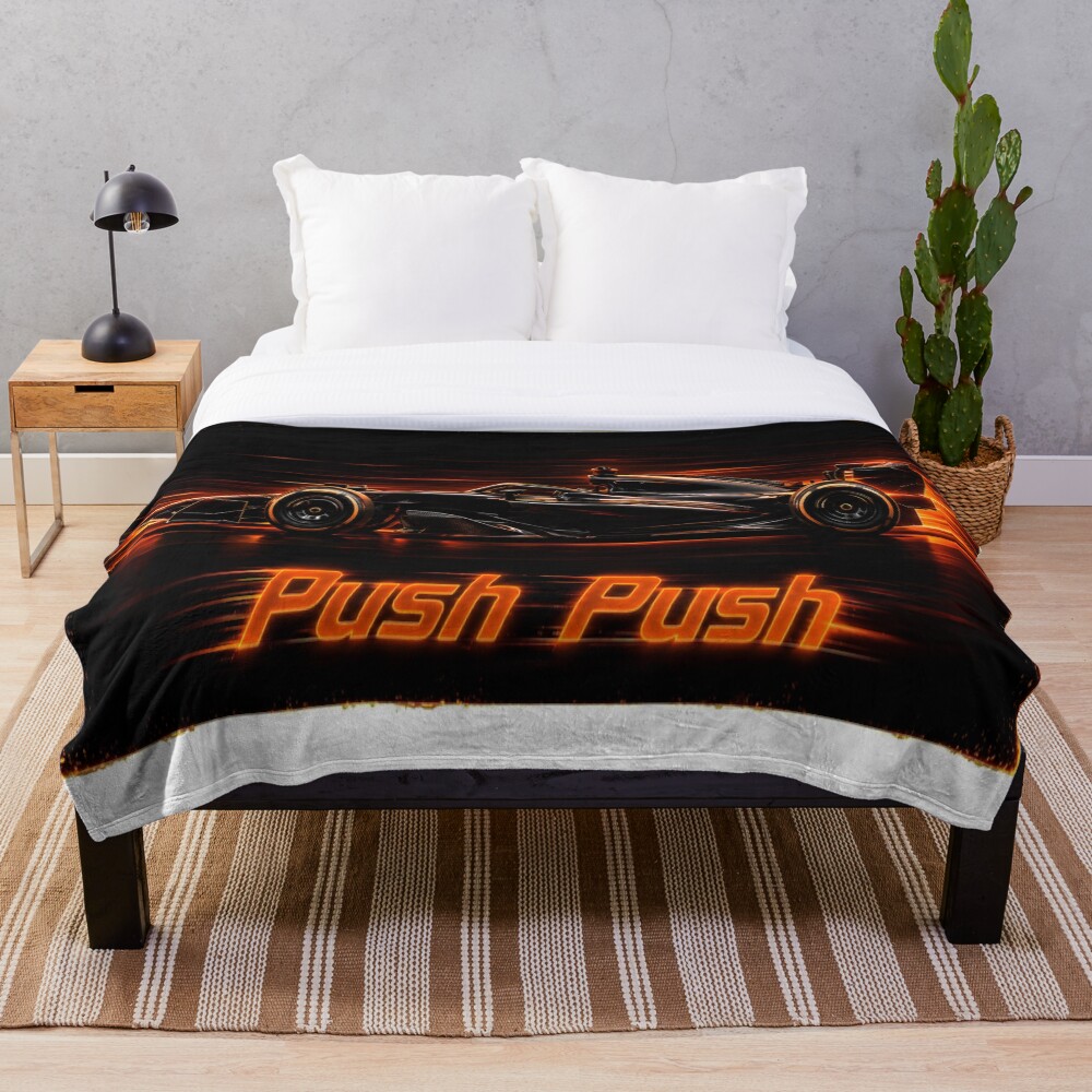 Neon Push Push Grand Prix Racer Speed Art on a throw blanket
