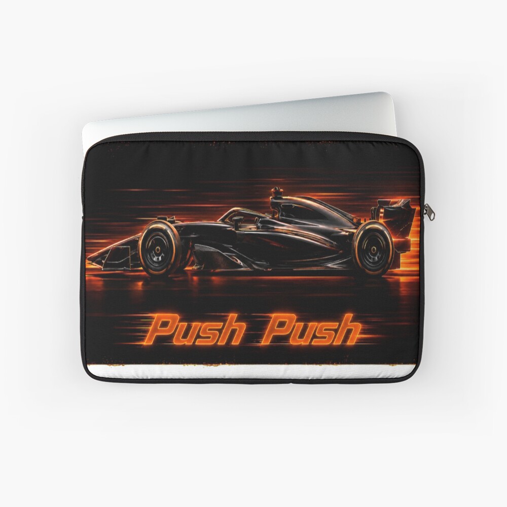 Neon Push Push Grand Prix Racer Speed Art on a laptop sleeve