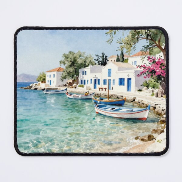 Item preview, Mediterranean Harbor Watercolor Village designed and sold by Ioanna-Studio.